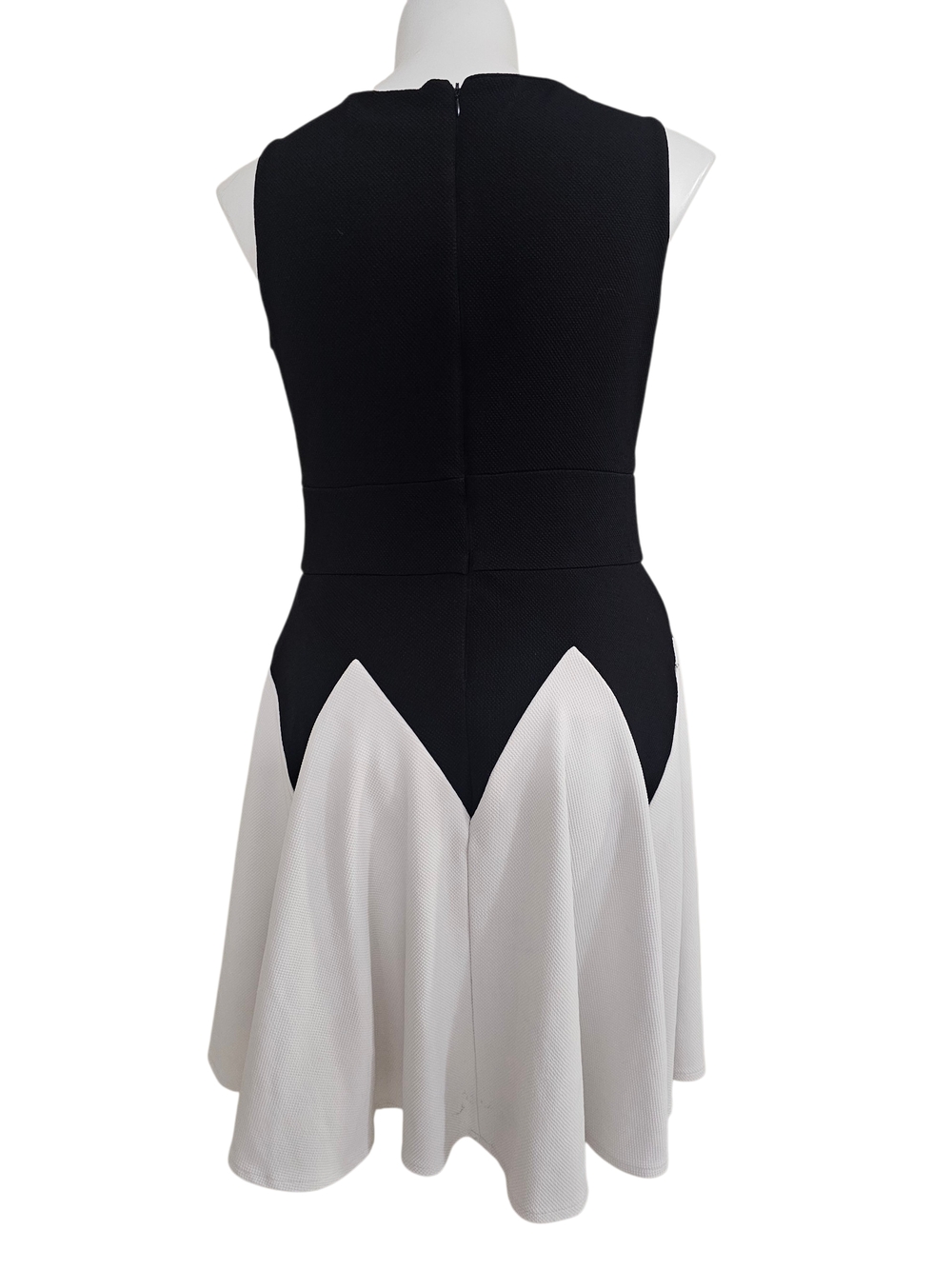Sleeveless Black and White Midi Fit-and-Flare Dress - Picture 2 of 3